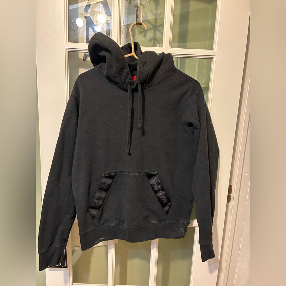 Supreme heavy weight cotton Black Men's Pullover Hoodie Sweatshirt Sz M